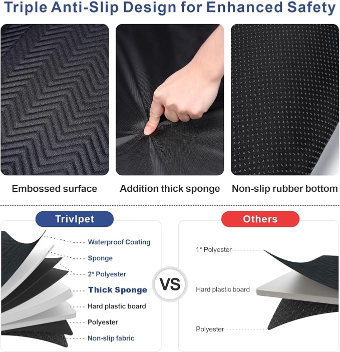 Dog Car Seat Cover - Hard Bottom Backseat Extender, Black | Back Seat, Waterproof Hammock, Thick Sponge, Supports 400 lbs, Seat Protector, Pets, Cars, SUVs, Trucks