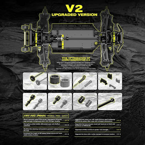 1/10 Brushless RC Cars, 50+ MPH, 4WD Trucks, Carbon Fiber, Ages 8+ | 60A ESC Monster Trucks, 3650 2650KV Brushless Motor, 3S LiPo, Gyro, CNC Central Differential, 11KG Metal Servo with 7075 Gear