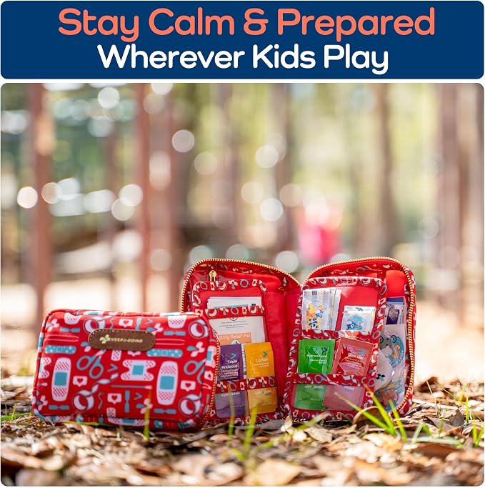 KeepGoing Travel First Aid Kit for Kids – 130 Pc. for Car, Home, Purse, Diaper Bag & Backpack with Latex-Free Bandages - Mini First Aid Kit Travel Size TSA-Approved