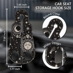 2PCS Car Seat Back Storage Headrest Hooks, Sun and Moon Purse Holder Bags Hanger, PU Leather Double Metal Hook for Backseat Organizer, Women Car Accessories Organization