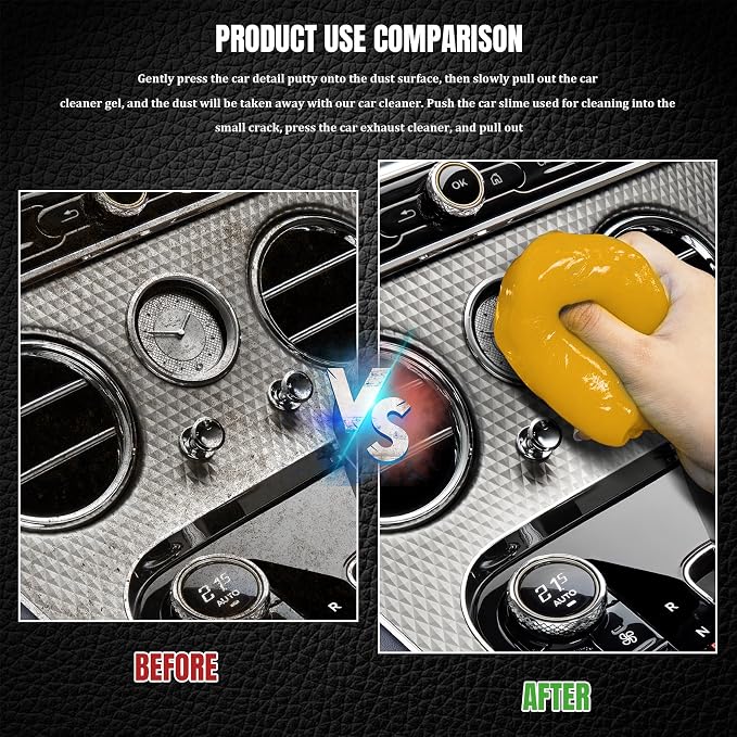 Car Cleaning Gel Clean Putty, Reusable Car Interior Cleaner Slime, Auto Detail Cleaning Soft Rubber Supplies, Universal Multi-Functional Cleaning Tool Accessories for Men Women (Orange)