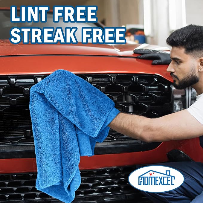 Car Drying Towels, 2 Pack Professional Microfiber Towels for Cars, Scratch-Free, Highly Absorbent Drying Towel for Cars, SUVs, RVs, Trucks, and Boats, 31 x 24 inch, Blue