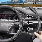 2pcs Universal Fit Carbon Fiber Steering Wheel Cover, Anti-Skid Steering Wheel Cover/Segmented Steering Wheel Protector/Car Interior Accessories (Bright Black)