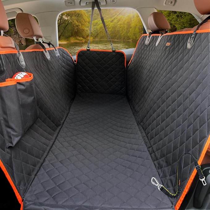 Dog Car Seat Covers 100% Waterproof, Dog Seat Cover with Side Flaps from Scratching, Pet Seat Cover for Back Seat of Car/SUV/Truck Machine Washable…