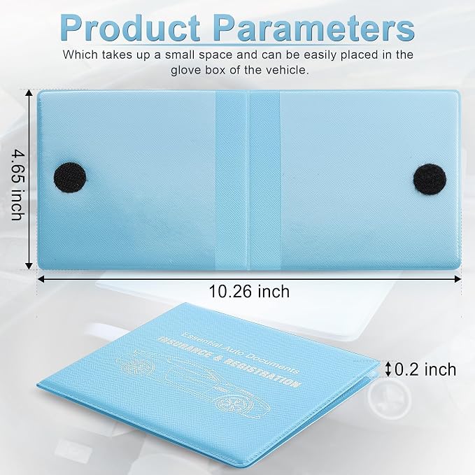 Car Registration and Insurance Card Holder, Vehicle Glove Box Car Organizer, Interior Car Accessories for Documents, Cards, License - 2 Pack