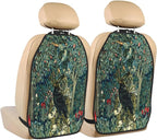 William Morris Forest Animals Raven On Acanthus Leaves Blue Green Floral Car Seat Back Kick Protectors Kick Mats With Storage Pockets For Vehicles To Protect From Dirt Mud Scratches 2 Pack