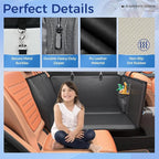 Back Seat Extender for Dogs, Hard Bottom Dog Car Seat Cover for Truck Back Seat, Upgraded PU Leather Dog Hammock for Car, Waterproof, Anti Scratch, Larger Space,（Holds 400lbs）