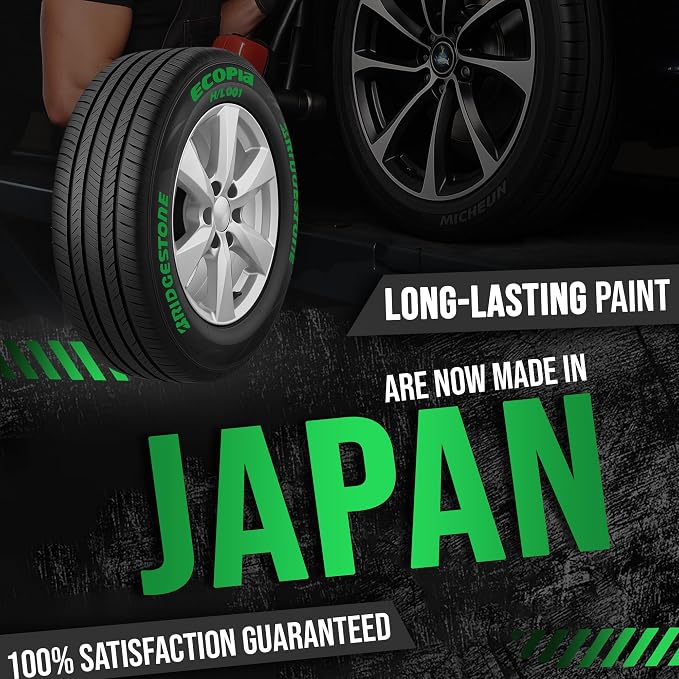 Green Color Tire Paint Pen - Waterproof Permanent Paint Pens for Car Wheels Lettering | Car Wash Safe and Durable | Made in Japan