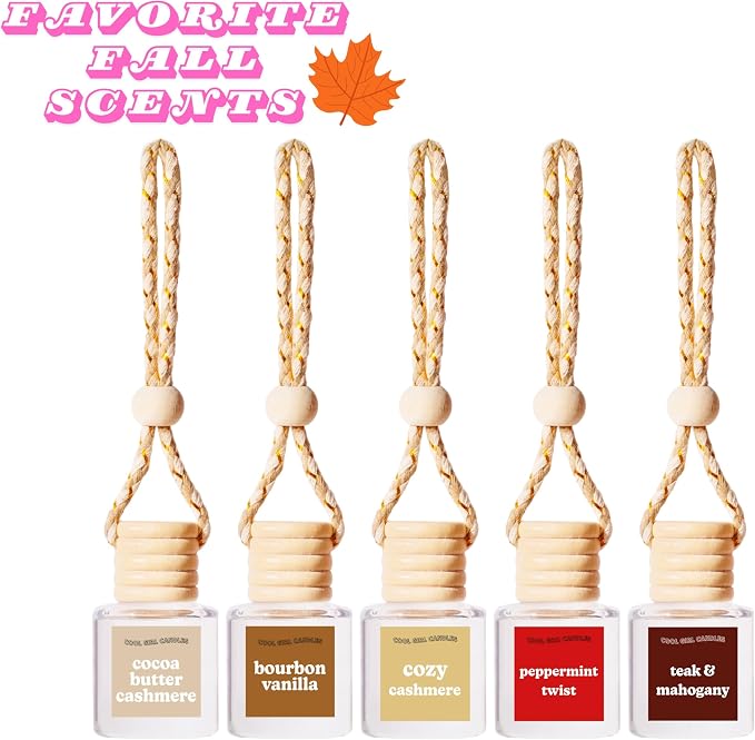 COOLGIRLCANDLES Midnight Jasmine & Amber Car Hanging Fragrance Oil Air Freshener for Essential Oils, Long Lasting Car Diffuser Bottle