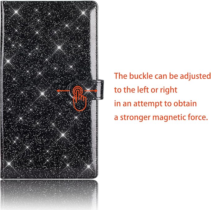 Car Registration and Insurance Card Holder, Vehicle License Document Glove Box Compartment Organizer, Interior Car Accessories for Women Men (Glitter Black)