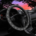 Black and White Damask Steering Wheel Cover for Women Men Neoprene Breathable Wheel Cover Protector Anti-Slip Car Accessories Universal 15 Inch Fit for Cars Trucks Vehicles