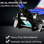 Floor Jack, Professional Heavy Duty Hydraulic Floor Jack, Low Profile Floor Jack, Steel Racing Floor Jack w/2 Piston Quick Lift Pump, Floor Jack Lifting 4"-21" 4 Ton (8800lb) Capacity Blue