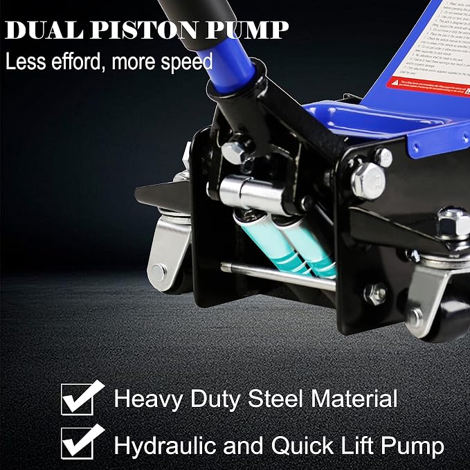 Floor Jack, Professional Heavy Duty Hydraulic Floor Jack, Low Profile Floor Jack, Steel Racing Floor Jack w/2 Piston Quick Lift Pump, Floor Jack Lifting 4"-21" 4 Ton (8800lb) Capacity Blue