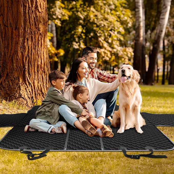 Waterproof Dog Back Seat Cover with Zipper Flap, Fit for F150/RAM | Visible Mesh Window,Split Seat Design，Great Gift，Storage Pockets，Effortless Cleaning, Designed for full-size trucks, Comfort
