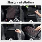 Car Center Console Cover, Upgraded Leather Car Armrest Cushion, Universal Waterproof Cushion Pad, Non-Slip Car Interior Accessories, Fits Most Sedans SUVs Trucks (Red Line)