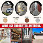 Large 24 Inch Convex Mirror for Blind Spots - Shatterproof Polycarbonate, 180° Wide View for Driveways, Intersections, Warehouses, Roads, and Large Areas - Indoor & Outdoor Security Mirror