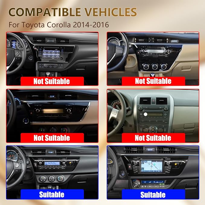 Car Radio Stereo for Toyota Corolla 2014-2016, Android 13 Wireless CarPlay Android Auto, Head Unit HD Touchscreen, QLED/Bluetooth/SWC/GPS Navigation/FM/Wifi/1080P Rearview Camera (Corolla14-2+64)