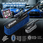 Car Duster Exterior - 25" Wood Handle | Wax Cotton Hair Scratch Free Cleaning for Cars/SUV/Truck/RV Roofs & Windshields | Waterless Dust & Pollen Remover