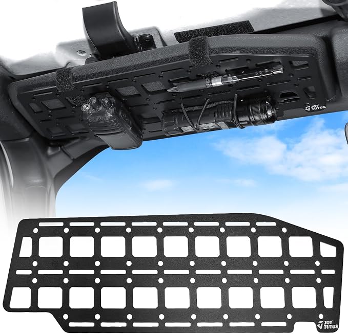 Sun Visor Organizer Compatible with 2018-2026 Wrangler JL & 2020-2026 Gladiator JT, Tactical Rigid Molle Panel Sun Visor Storage, Tactical Gear Rack