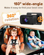 Baby Car Camera HD 1080P - Rear-Facing Infant Monitor with Night Vision Car Camera for Baby 150° Wide-Angle Lens Anti-Glare Screen Easy Install 360° Adjustable Display
