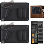 Upgraded Gun Holster with Back Hook, Strong Adhesive Strip, Two Way Mount, Universal Pistol & Mag Holster for Most Pistols, Foldable Gun Holsters with Snap Button, for Daily Storage or Outside Carry