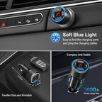 USB C Car Charger, 65W Dual USB-C & USB-A Multi Port Cigarette Lighter Adapter with Voltmeter QC/PD 3.0 Fast Charging 12V Car Phone Charger for iPhone 17 16 15 14 13 12 Pro Max Samsung(Black)