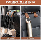 Car Seat Headrest Hook, Auto Seat Hook Hangers Organizer Interior Accessories for Purse Coats Umbrellas Grocery Bags Handbag, 4-Pack - Blown