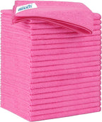 Microfiber Cleaning Cloth 20 Pack 11.5 x 11.5 Inch Microfiber Towels for Cars Ultra Absorbent Cleaning Rags Lint Free Cleaning Towels for Household Kitchen, Window Car Pink