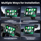 Wireless Apple CarPlay Screen for Car, 9" Portable Carplay & Android Auto Touchscreen Stereo with 4K Dash Cam 64GB SD, Car Radio with App Control, Bluetooth 1080P Backup Camera, GPS, Voice Control, FM