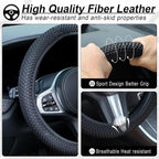 Elastic Stretch Steering Wheel Cover, Universal Interior Accessories Steering Wheel Cover for Women & Men, Breathable Microfiber Ice Silk, Anti-Slip, Odorless, Easy Carry(Black)