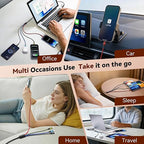 Dual USB-C 4 in 2 Multiple Charging Cable for All Devices with USBC/Lightning/Micro Ports,Type C Cable iPhone Charger Cord,Travel Car Charger for iPhone Series,Android,iPad,Kindle,PS - 2Pack/6Ft
