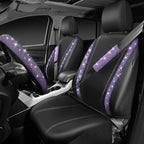 Bling Diamond Leather Car Seat Covers 11 PCS, Sparkly Rhinestone Steering Wheel Cover Glitter Cute Interior Car Accessories Sets Seat Belt Cushion Cup Holder Coaster Women Girl, Violet Purple