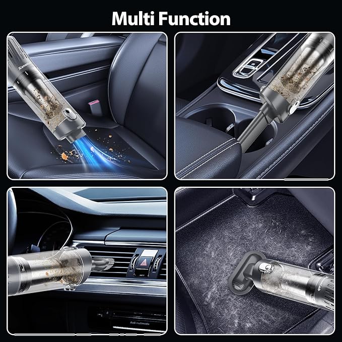 Handheld Vacuum Cordless 25000Pa Car Vacuum 3-in-1 Handheld Vacuum, Includes Smart Display and Charging Base Hand Vac Cordless Rechargeable One-Touch Empty for Home/Pet/Car (Silver)