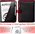 Glove Box Compartment Organizer - Car Document Holder - Owner Manual Case Pouch - Vehicle Storage Wallet for Registration & Insurance Card - Premium Auto Paperwork Holder - Log Book included - Red