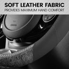 BurlwoodLux Wood Grain and PU Leather Gray Steering Wheel Cover - Sport Grip for Car Auto SUV Trucks