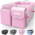 Trunk Organizer for Car - Car Organizer, Foldable Trunk organizer for SUVs & Sedans, Sturdy Organization for Car Accessories, Tools, Sundries, Pink, 2 Compartments, 23.6"×14.2"×10.6"