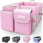 Trunk Organizer for Car - Car Organizer, Foldable Trunk organizer for SUVs & Sedans, Sturdy Organization for Car Accessories, Tools, Sundries, Pink, 2 Compartments, 23.6"×14.2"×10.6"