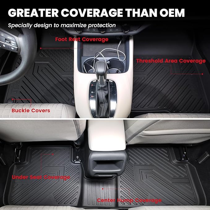 Floor Mats for Kia Telluride 2025 2024 2023 2022 2021 2020, All Weather TPE Custom Fit Floor Liners 1st & 2nd & 3rd Row Car Mats Accessories, Black