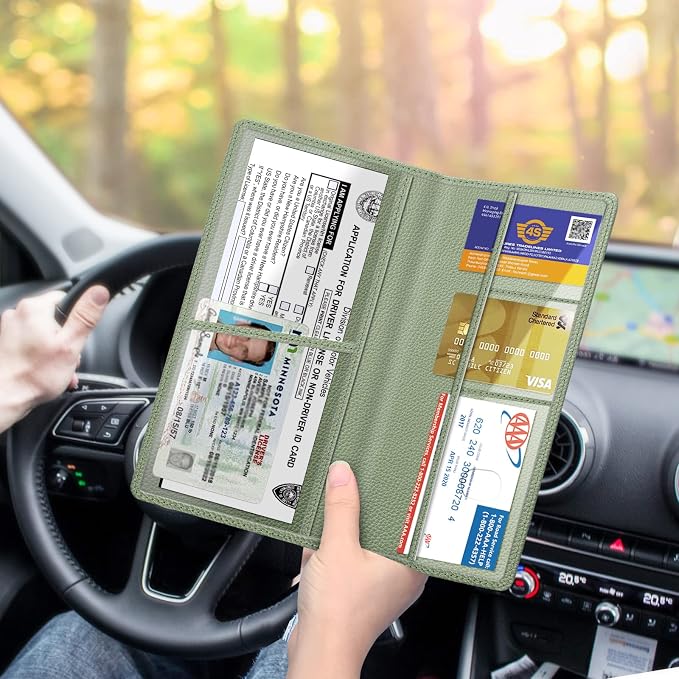 Car Registration and Insurance Card Holder, Vehicle Glove Box Card Organizer Wallet Automobile Accessories for License