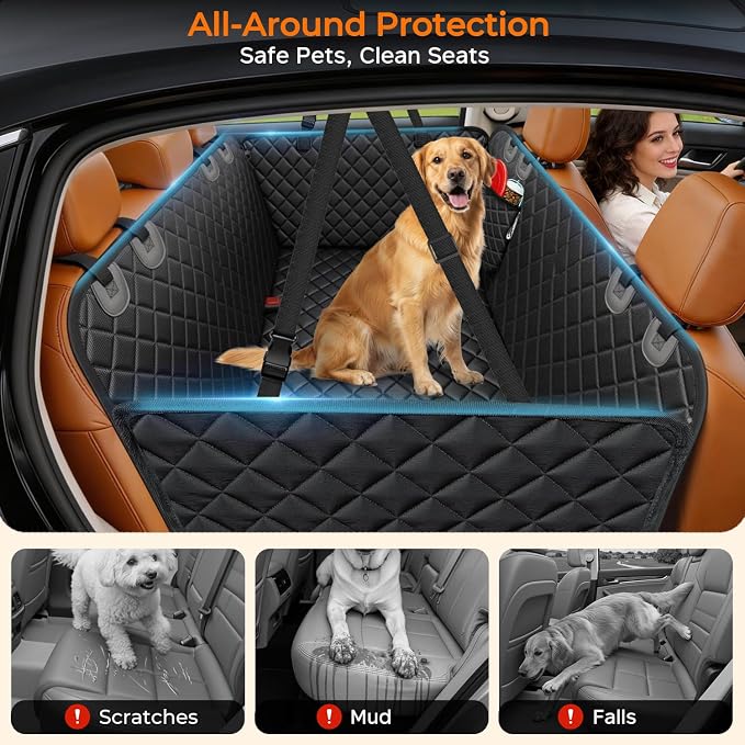 900D Heavy Duty Scratch Proof Dog Car Seat Cover for Pets 100% Waterproof Seat Cover Hammock Nonslip Durable Soft Back Seat Covers for Cars and SUVs