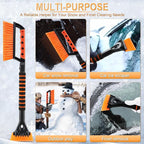Ice Scraper and Snow Brush for Car Windshield, 24.75" Removable Snow Removal Tool, Automotive Exterior Accessories and Winter Essentials for Cars, Trucks, and SUVs,Orange