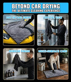 2-Pack Car Drying Towels, Large 36 x 28 Inch, 1300 GSM, Dual-Gray | Twisted Loop Microfiber Towel for Cars - Absorbent Car Dry Towel and Car Wash Towel for Streak-Free, Paint-Safe Car Detailing