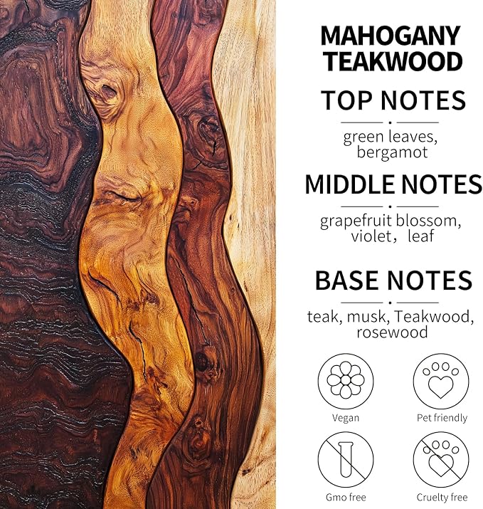 2-Pack Car Fresheners Long Lasting & Car Deodorizer - Mahogany Teakwood Hanging Car Air Freshener for Men and Women, Car Necessities & Scent Diffuser by