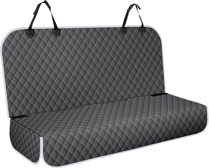 Backseat Cover for Dogs, Waterproof and Non-Slip Pet Bench Seat Covers, Car Seat Protector for Back Seat, Universal Size Rear Car Seat Cover Fits Cars, Trucks and SUVs, L-Charcoal Grey&Grey