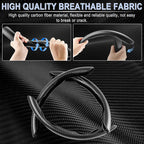 3pcs Carbon Fiber Anti-Skid Steering Wheel Cover, Waterproof & Segmented Butterfly Design, Universal 99% Vehicle Wheel Cover Protector, Car Interior Accessories (Black-3pcs)