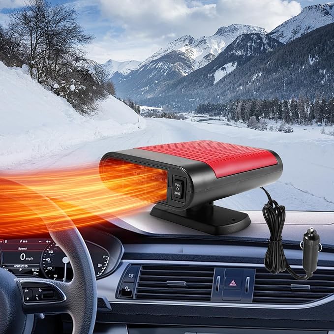 150W 12V Car Heater, Fast Heating 3-in-1 Portable Auto Defroster & Defogger with 360° Adjustable Vent, Quick Heat Fan for Windshield Winter Warming