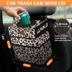 3 Gallons Cute Car Trash Can, Car Accessories for Interior Leak Proof Can Trash Bag Hanging Waterproof Automotive Vehicle Garbage Cans Leopard Print Pattern