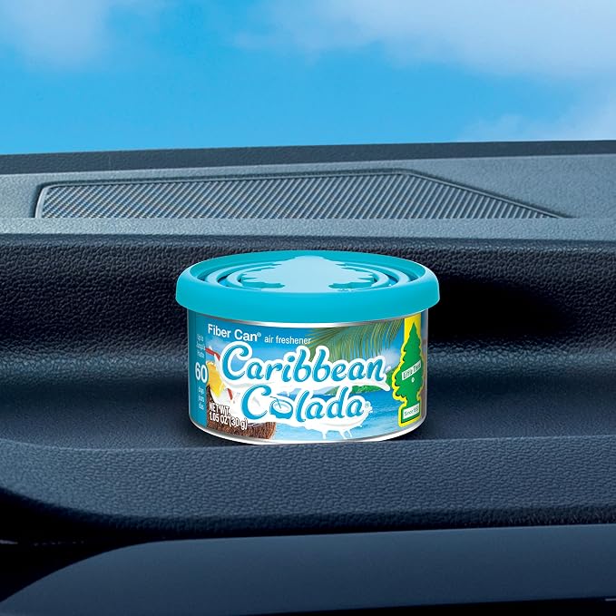 Car Air Freshener | Fiber Can Provides Long Lasting Scent for Auto or Home | Recycled Fiber | Caribbean Colada, 4 Air Fresheners