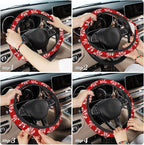 Christmas Snowflakes Steering Wheel Covers Universal 15 Inch Car Wheel Cover,Anti-Slip Breathable Car Accessories Protector Fit for Trucks,Sedans,SUVs,Vans