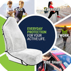 Towel Seat Cover, Waterproof Car Seat Protectors for Gym, Workout & Active Lifestyle, Universal Fit for Car SUV Truck Van, Non-Slip 3 Strap Design, Machine Washable, 1 Pack White